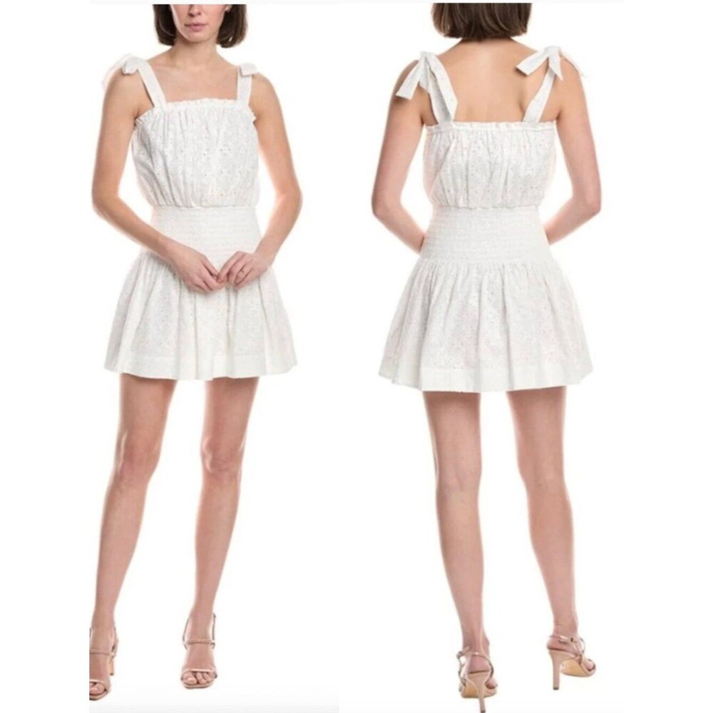 NWT Ramy Brook 100% Cotton Laurel White Eyelet Embroidered Retro Mini Dress XL - Picture 12 of 13